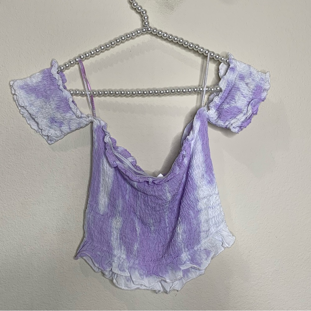 NWT Kiwi + Punch Tie Dye Ombré Off Shoulder Top, Size M